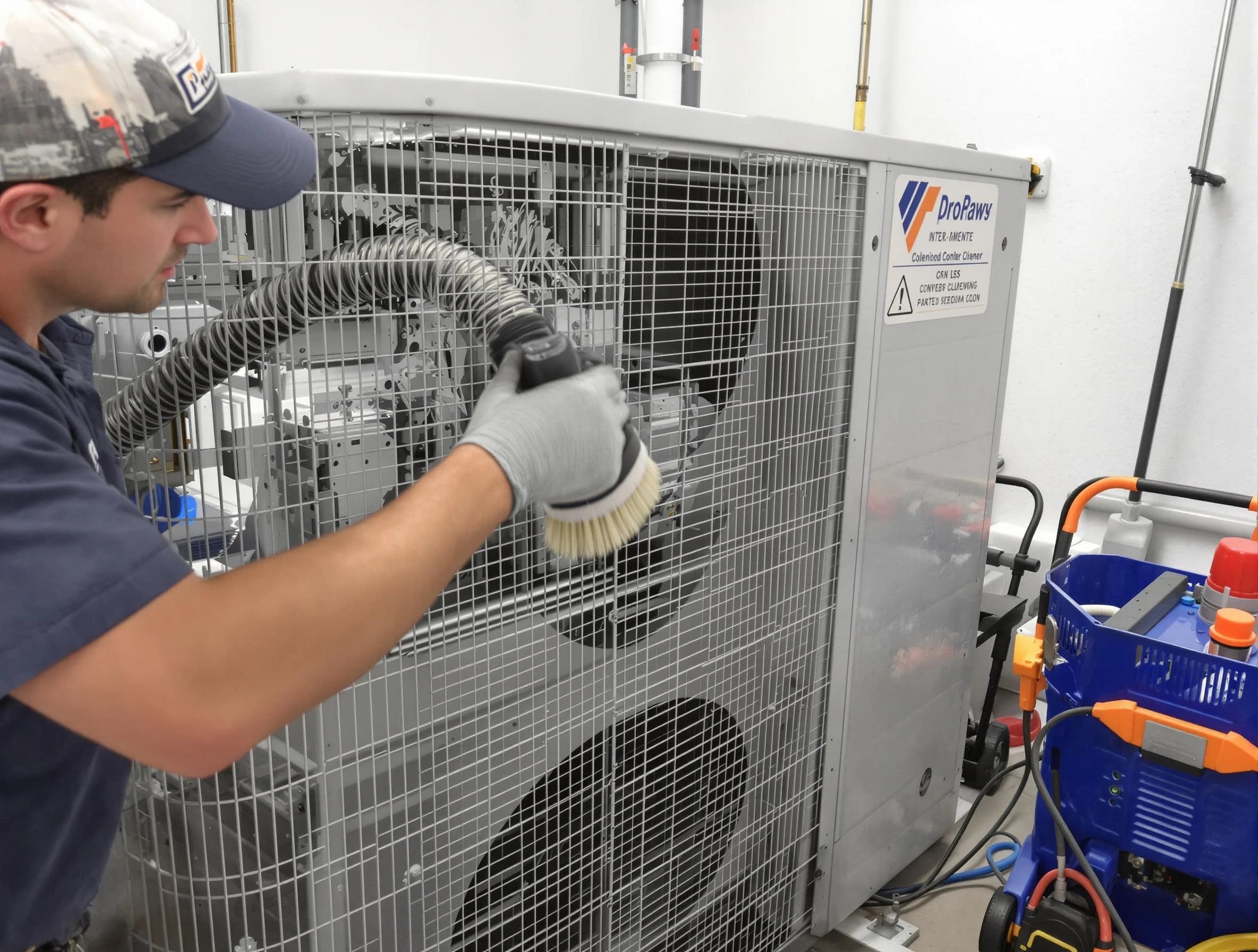 Purcell Air Duct Cleaning specialist performing precision AC coil cleaning for improved system performance in Purcell