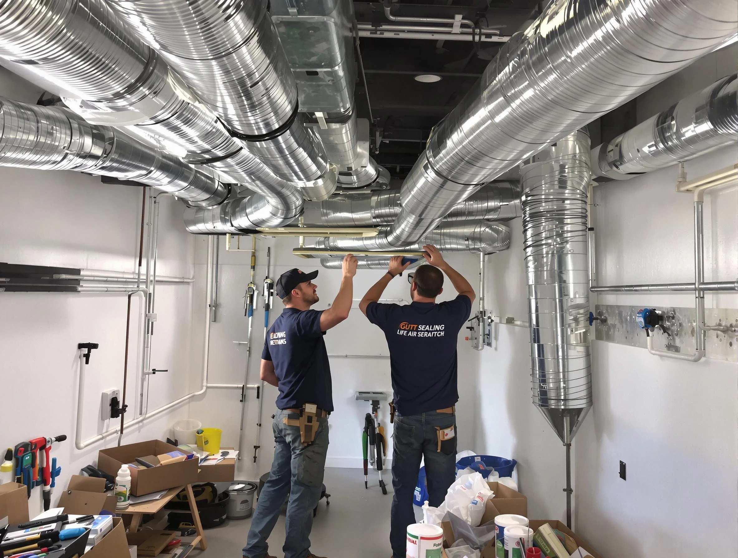 Purcell Air Duct Cleaning technician applying professional duct sealing solutions in Purcell